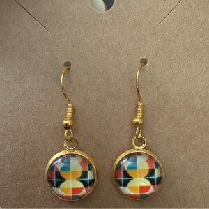 Handcrafted Retro Geometric Design Dangle Earrings
